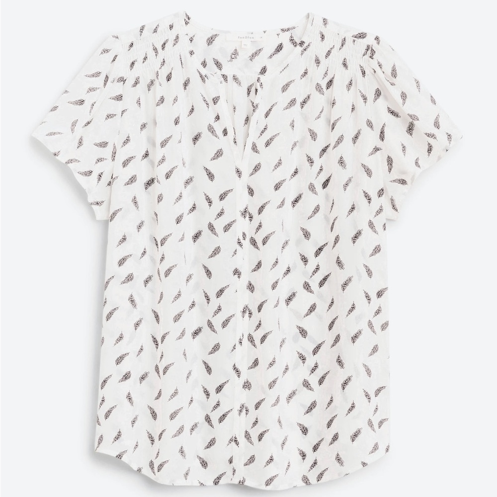 Linnette Split Neck Smocked Blouse - image 5